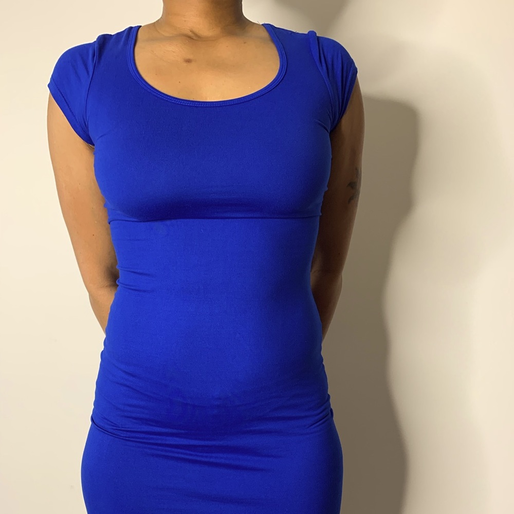 Royal Blue Plain Skin Tight Dress
